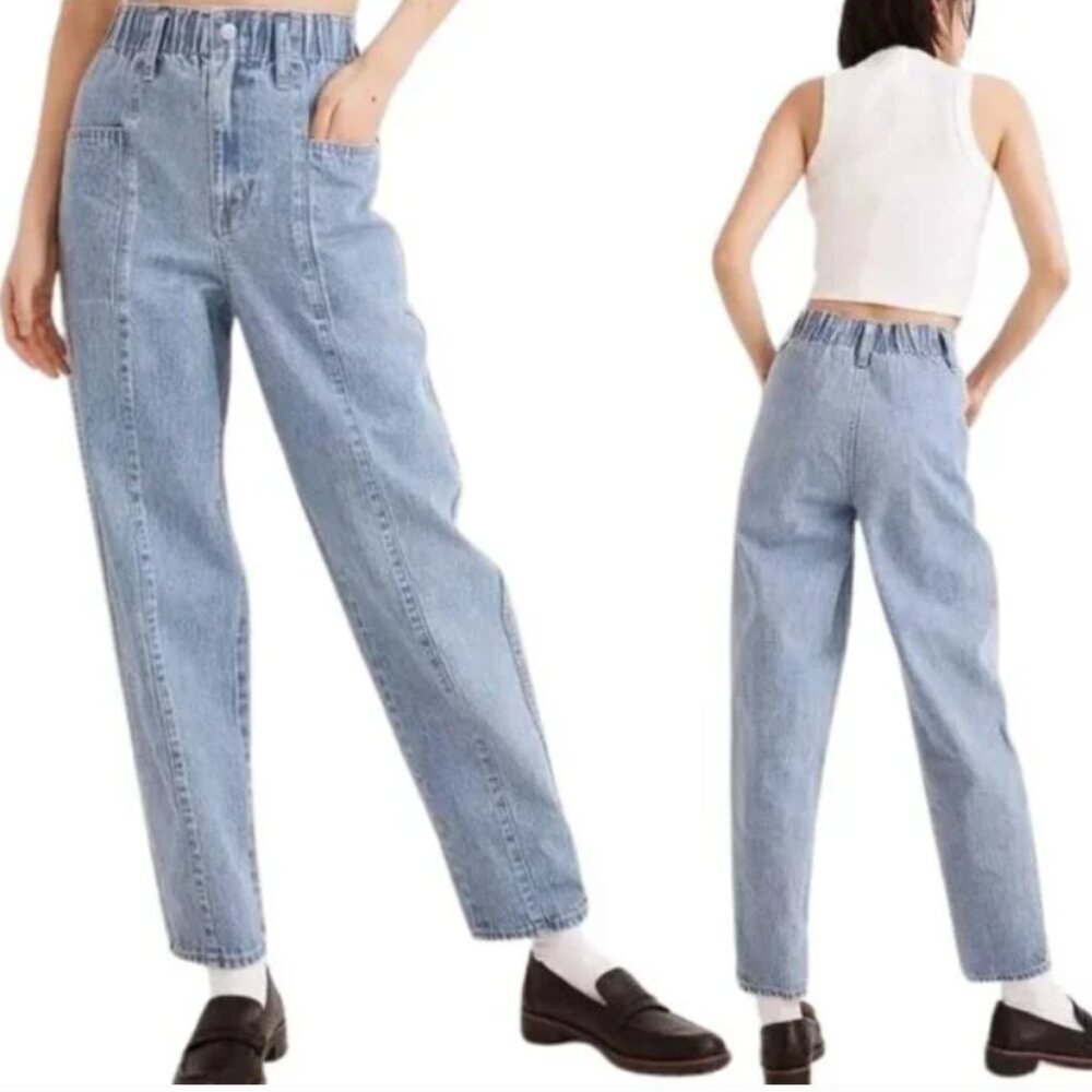 Madewell Pull-On Balloon Jeans in Closson Wash: Paperbag Edition XS